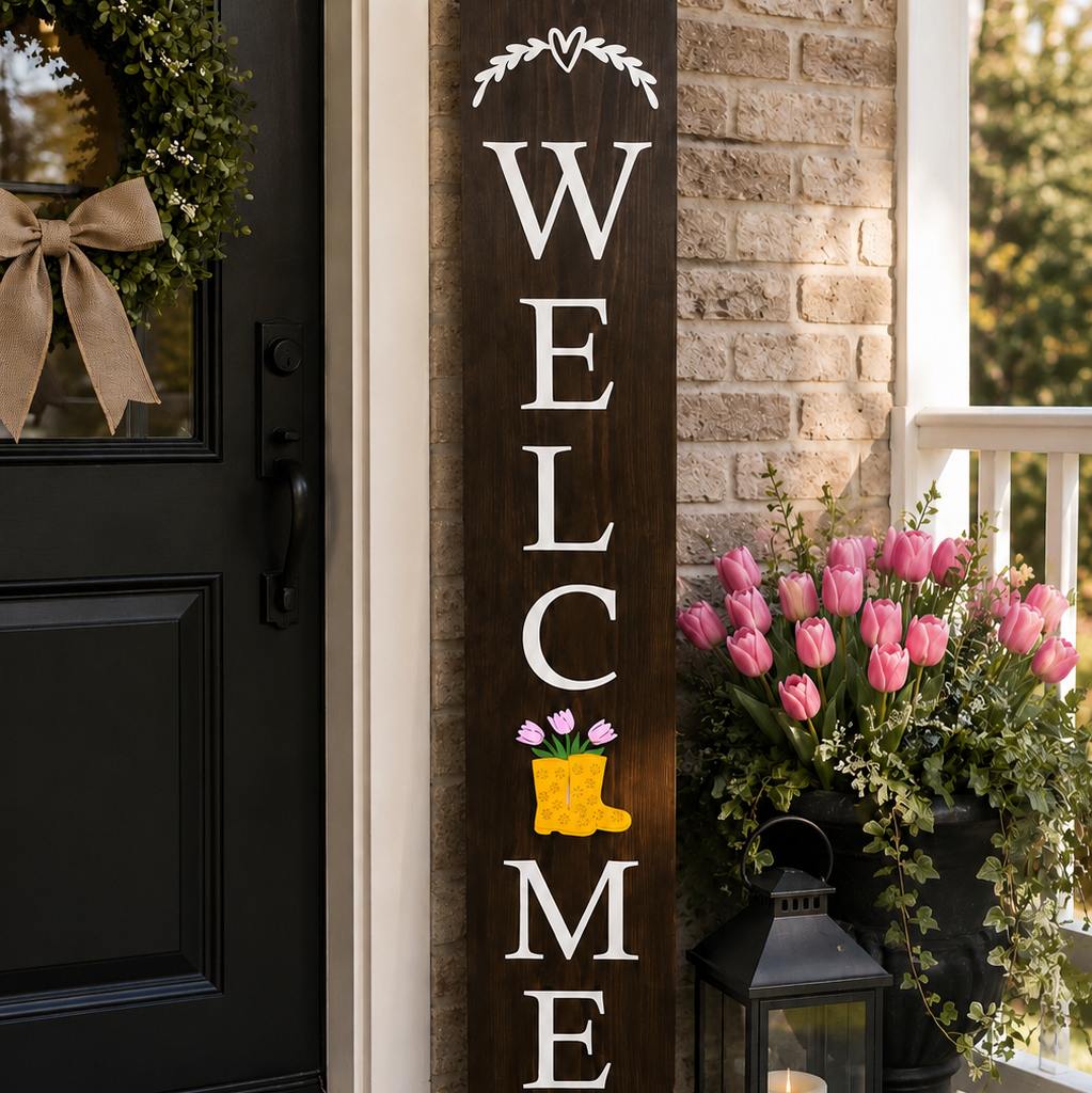 Rainboots with Tulips Insert for 5' Tall Welcome Sign