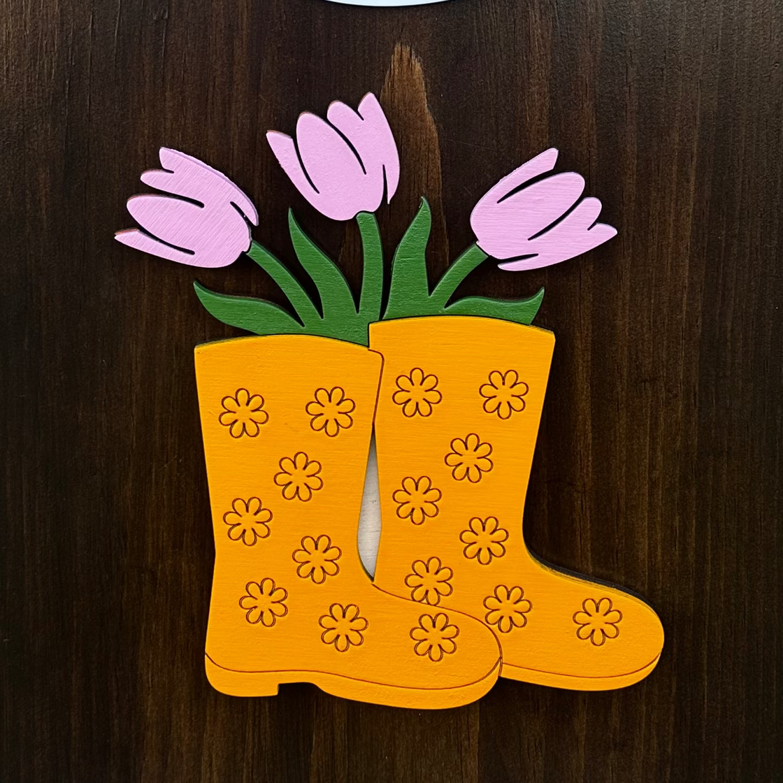 Rainboots with Tulips Insert for 5' Tall Welcome Sign