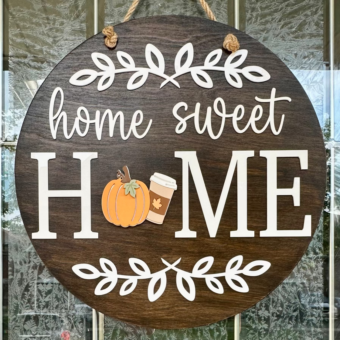 Latte & Pumpkin Insert For ROUND Welcome Sign
