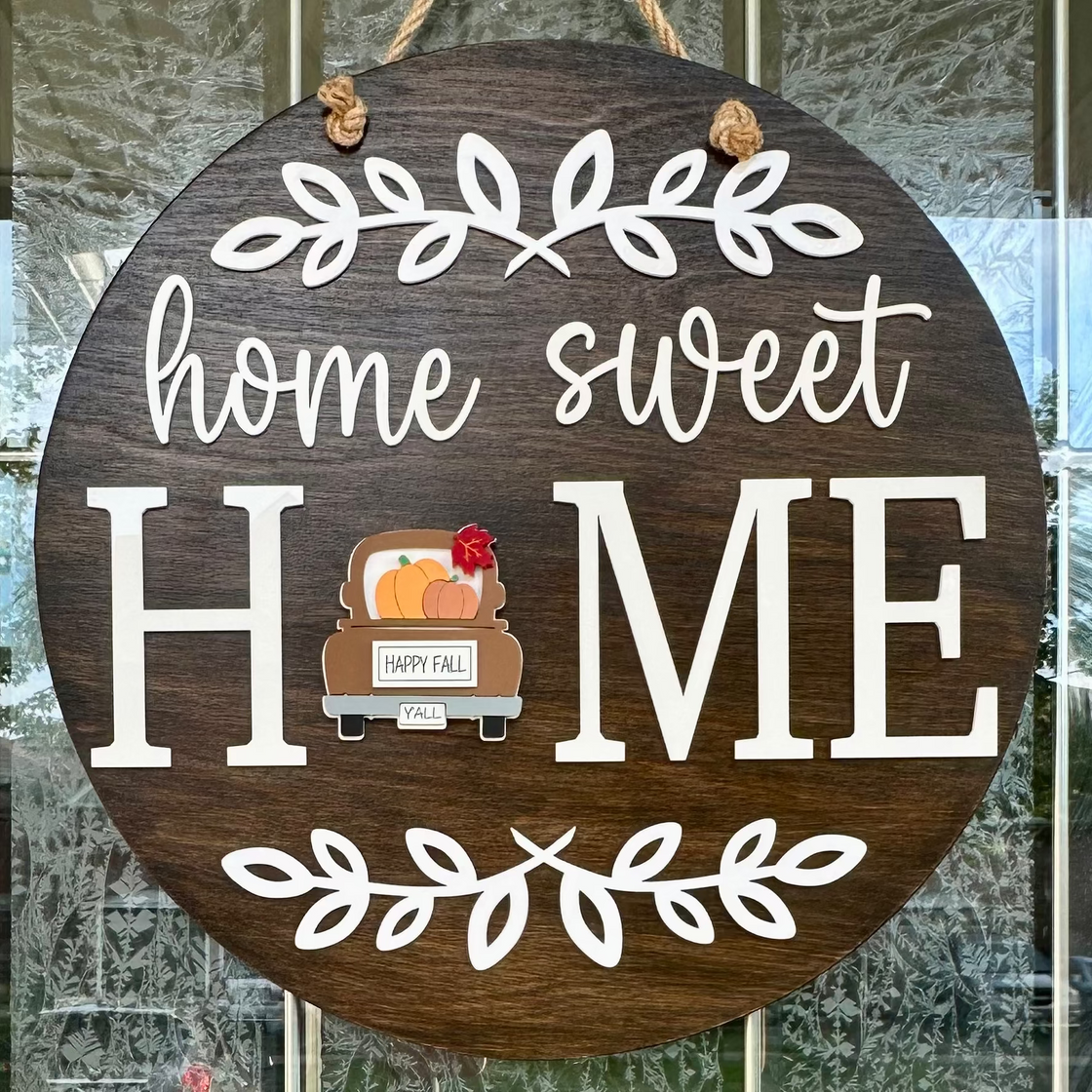 Fall Truck Insert For ROUND Welcome Sign