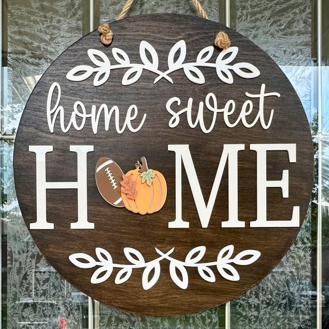 Football & Pumpkin Insert For ROUND Welcome Sign