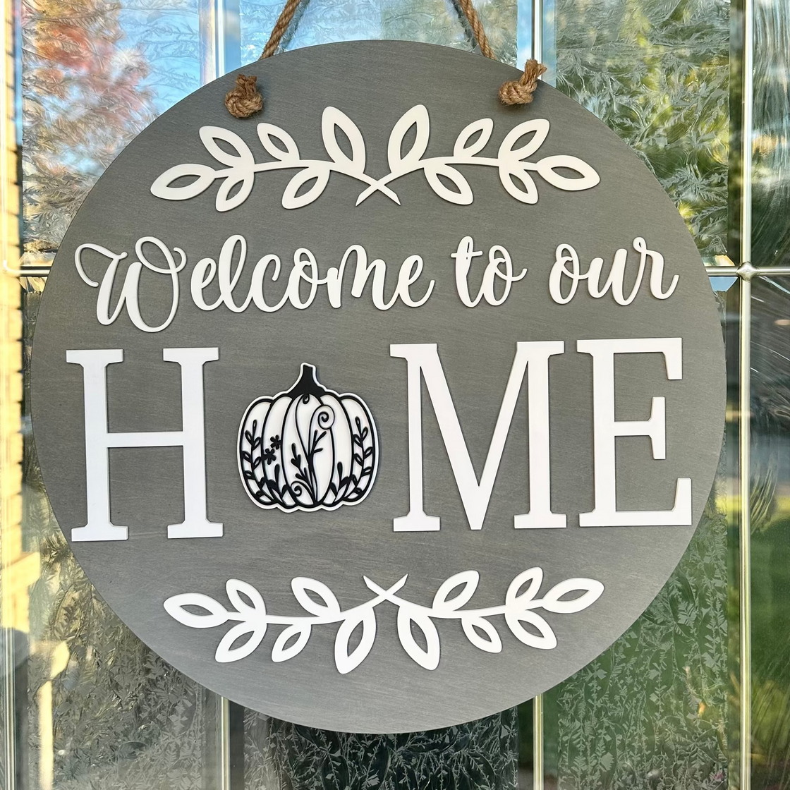 Fancy Pumpkin Insert For ROUND Welcome Sign