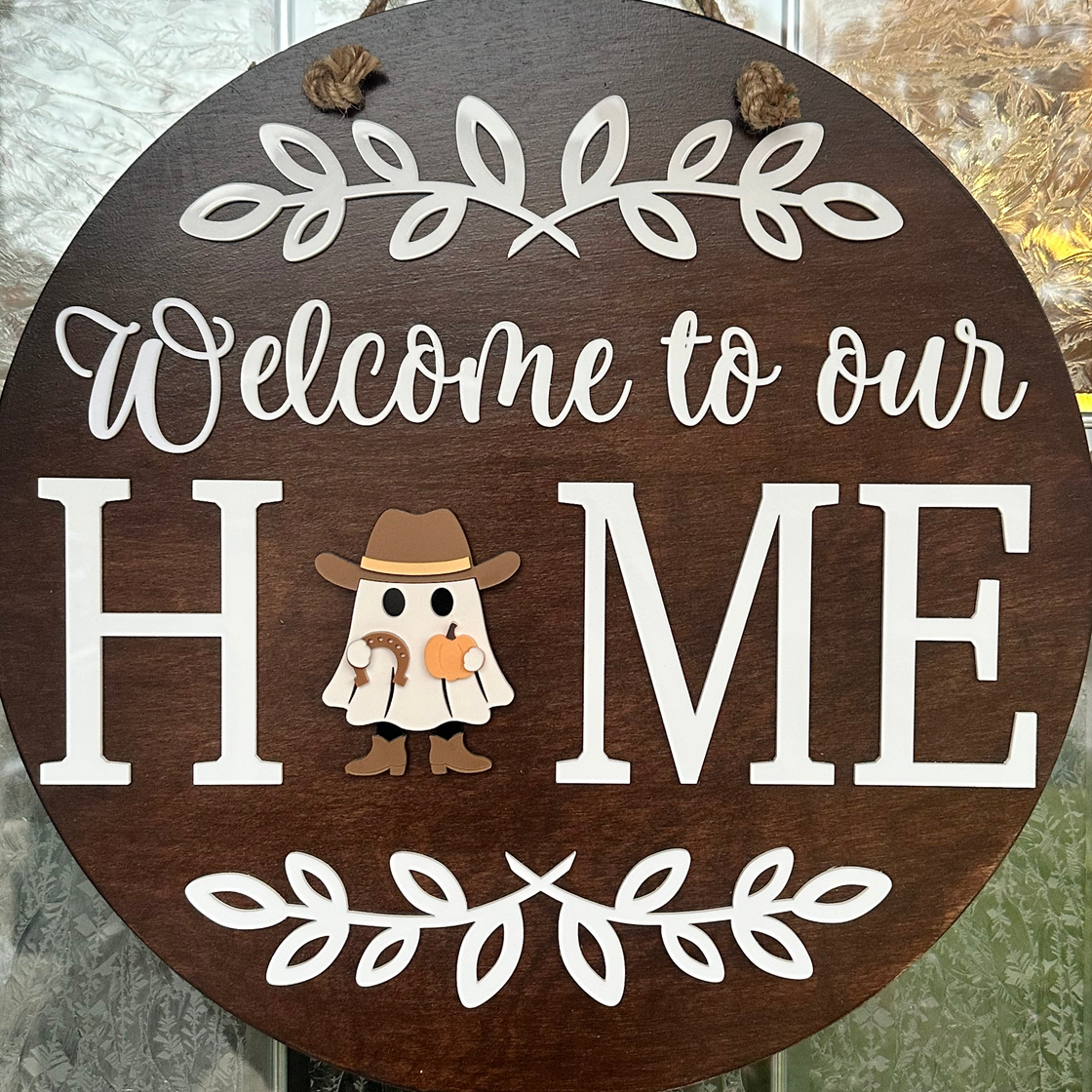 Cowboy Ghostie Insert For ROUND Welcome Sign