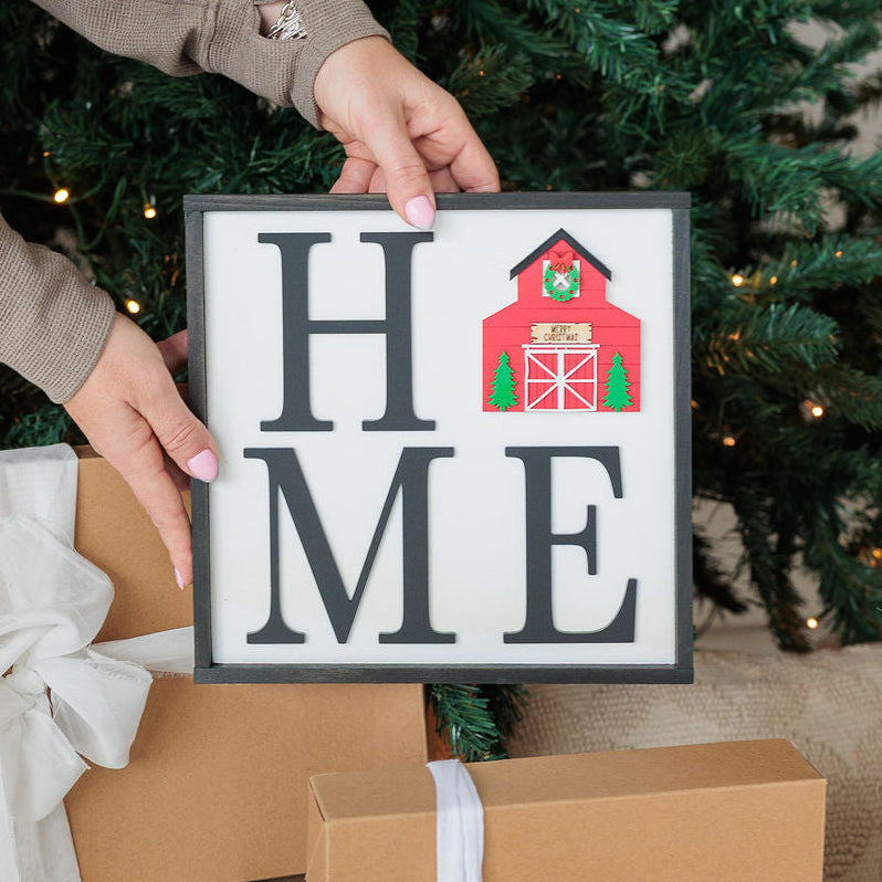 Christmas Barn Insert For ROUND Welcome Sign