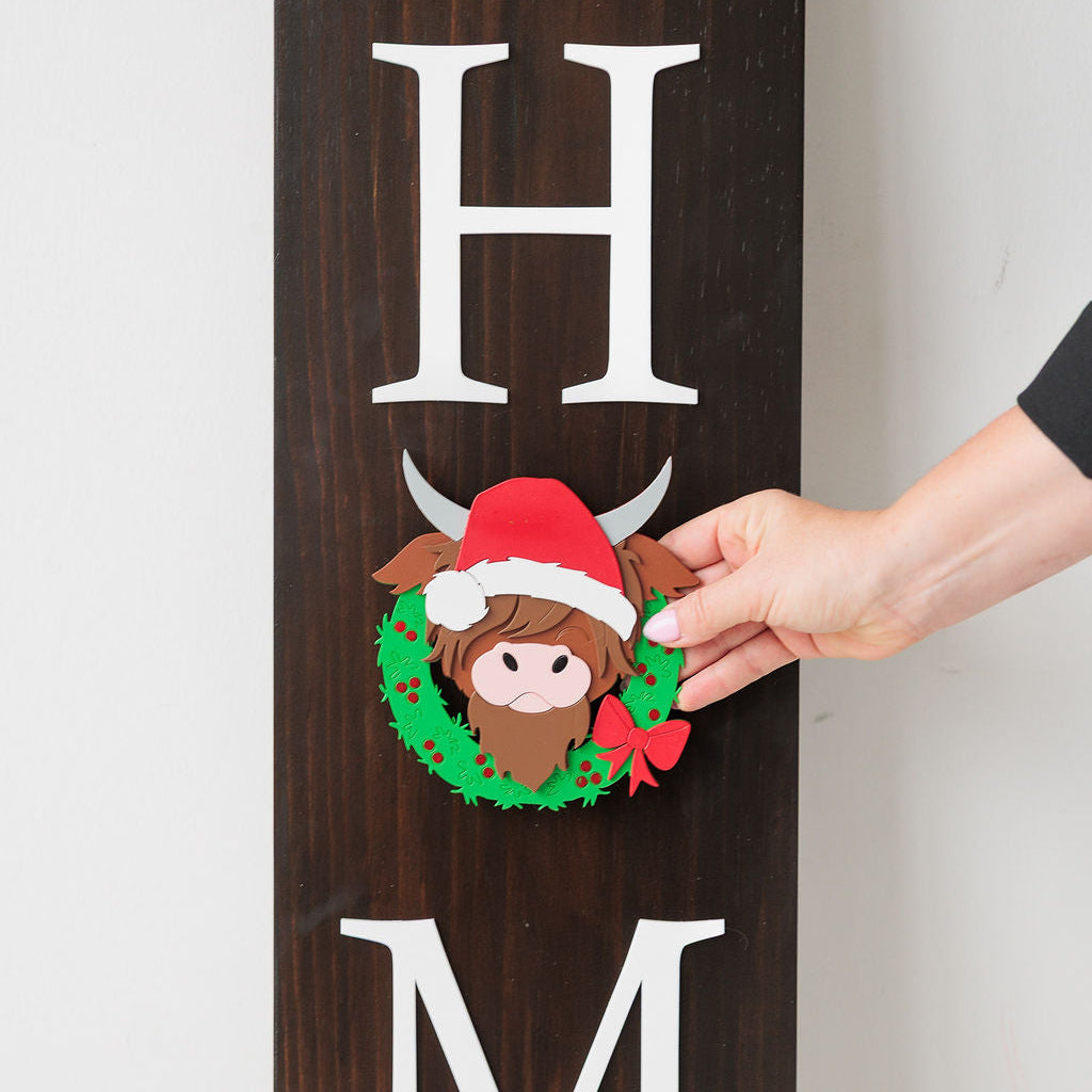 Christmas Highland Cow Insert for 5' Tall Welcome Sign