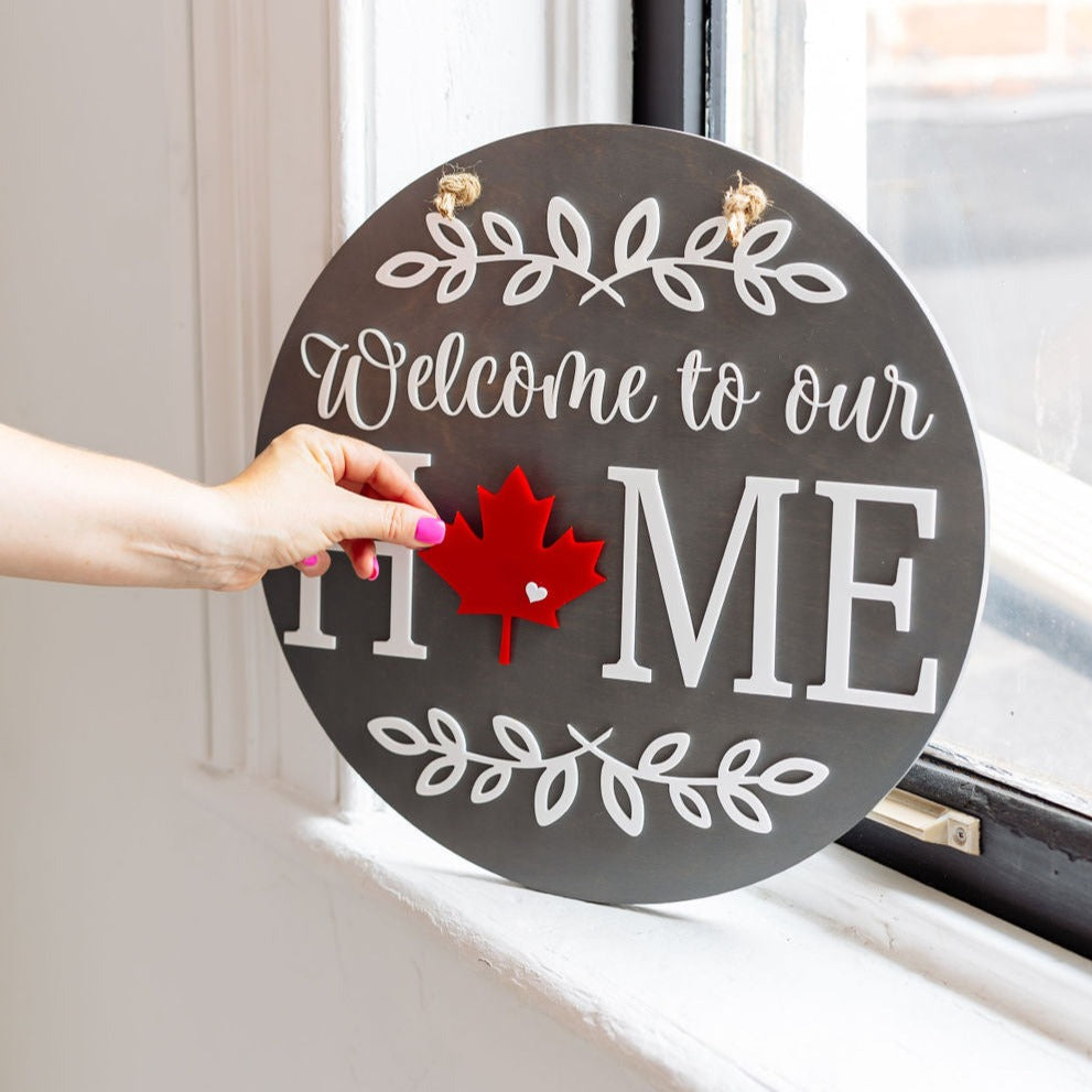 Canada Day Leaf Insert For ROUND Welcome Sign