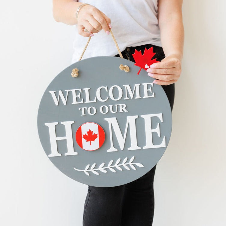 16" Interchangeable ROUND Welcome to Our Home (all block font)